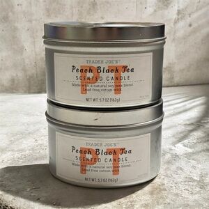 Trader Joe's Peach Black Tea Scented Soy Wax Candle 5.7 Oz. 2 Pack NEW